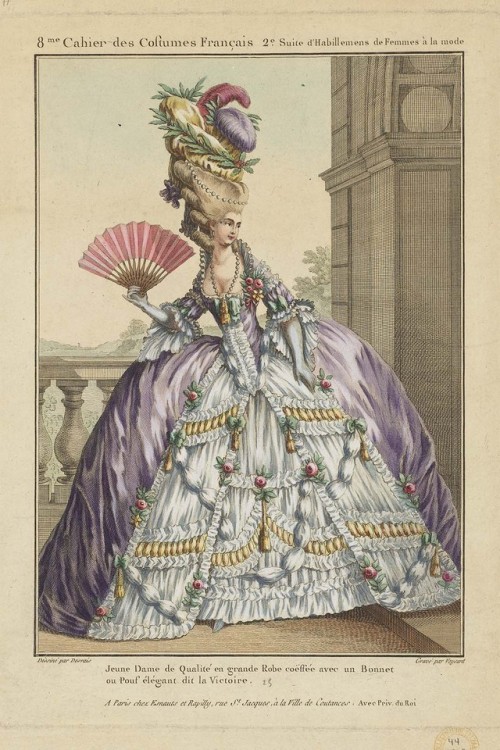 French Fashions of 1778 (click to enlarge. Each fashion plate has a description of the outfit and wh