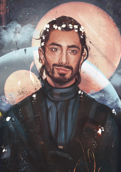sheep-in-clouds:(ﾉ◕ヮ◕)ﾉ*:・ﾟ✧ finished my painting of Bodhi Rook with tiny white flowers in his hair 