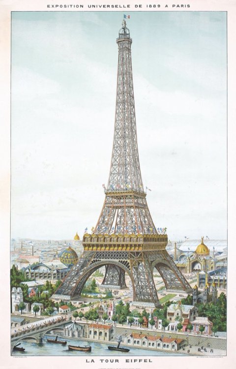 design-is-fine:  Eiffel Tower, poster for “Exposition Universelle”, 1889. Lithograph. Source
