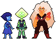 kingbarf:kingbarf:the other day i marathoned the whole of steven universe in one afternoon so…i made some pixels…….separate pixels here!added some exciting new friends