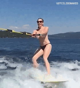 : Chelsea Handler - Waterskiing Topless. (07/04/15)