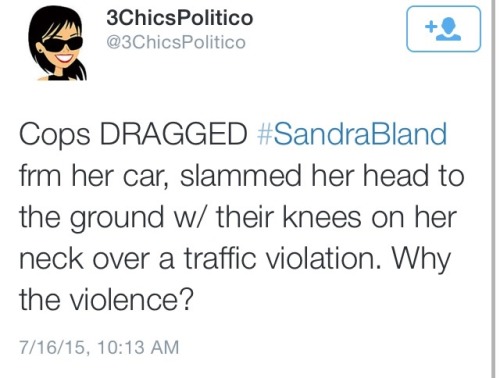 krxs10:  !!!!!!!! ATTENTION !!!!!!!!!Illinois Woman Who Drove To Texas For New Job Found Hanging/Dead In Jail Cell 3 Days LaterSandra Bland died in police custody this past Monday. Visiting Texas from Chicago to interview for a college job at her alma