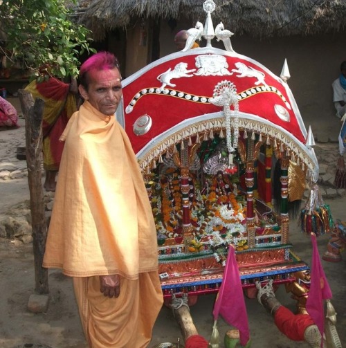 Palanquim with Radha Krishna deities at Dola Yatra festival, Odisha