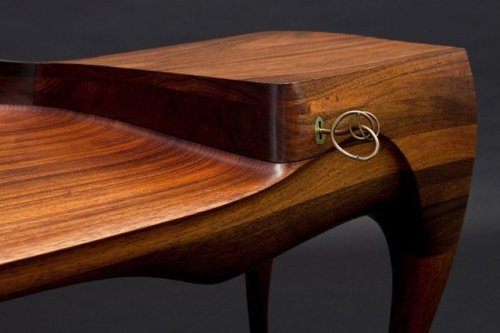 Vermilion Desk and Chair [1965] furniture by Wendell Castle