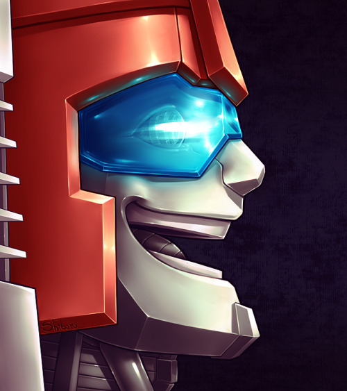 shibara: Swerve profile, for the profile series. This one was kinda challenging. Visor-wearing mechs are a bit complicated for this style >w<” 