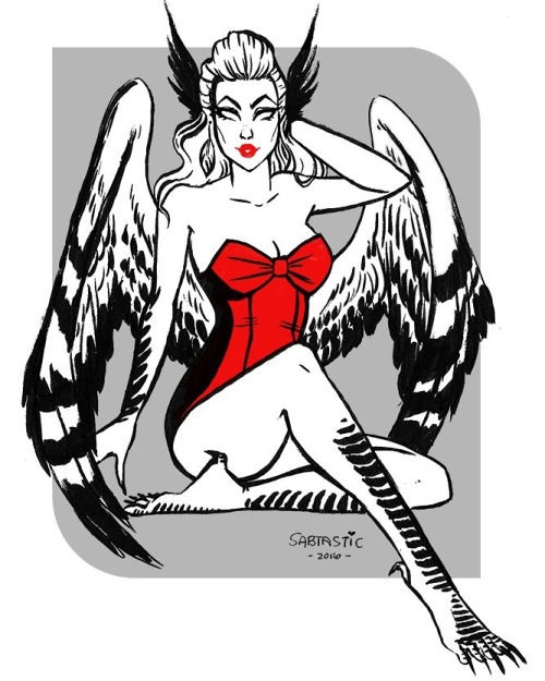 sabtastique:  Day 19 of #Inktober is a Harpie! 