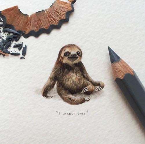 asylum-art-2:  Miniature Watercolor Painting of  Lorraine Loots   					 					 					 				The miniature paintings of the South African artist Lorraine Loots, who for her 365 Postcards for Ants project  decided to create a miniature painting a day for