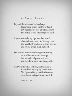 langleav:  New poem, hope you like it! ♥  ……………. My new book Lullabies is now available via Amazon, BN.com + The Book Depository and bookstores worldwide.  Beautiful