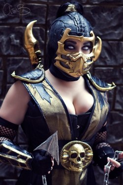 jointhecosplaynation:  bethany-maddock:  My Lady Scorpion cosplay taken by the incredibly talented AshB at Katsucon. This shows the final version of the mask I sculpted and cast myself. A nice upgrade from the last minute throw-together I had to do for