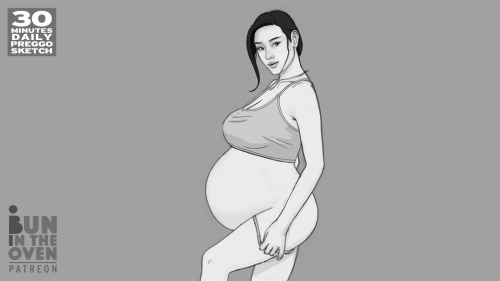 bunintheovenart: 30 minutes daily preggo sketch no. 83.Naked version available on my Patreon blog to