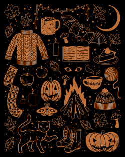 lordofmasks: Autumn Nights: Halloween | Camille Chew Two color version of this spooky, fall inspired pattern. Available on Society6. 