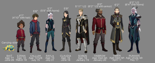 dragonprinceofficial:Here are the ages, heights, and birthdays of all of our revealed characters!&nb
