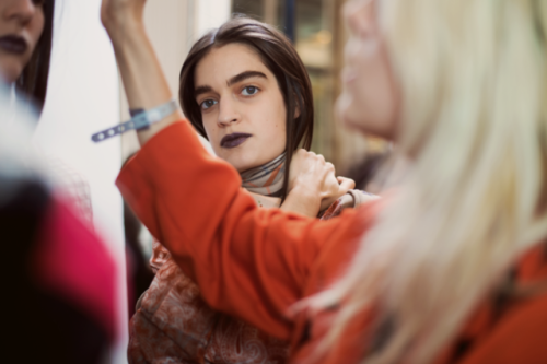 Céline backstage at Acne Studios SS17 in Paris.