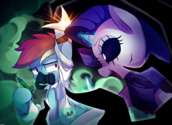marenlicious:    Rainbow factory Dash vs Lil miss Rarity     Project : Horror Fanfic Wars   