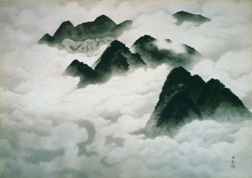 White Clouds Longing for Spring   -   Yokoyama Taikan,  1939Japanese, Ink on paper, framed,  85.0 x 