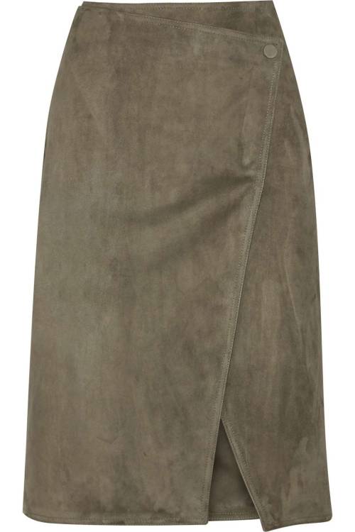 Suede wrap skirt