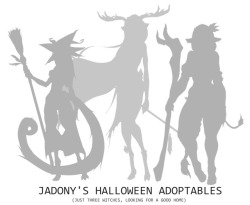 jadonyart:  HALLOWEEN ADOPTABLE AUCTIONS Wanted to try doing a few adoptable characters for the season: Witches with their Familiars.THESE POWERFUL USERS OF OCCULT MAGICS, BONDED ETERNALLY TO THEIR FAITHFUL BEASTIES. BONDS STRONG ENOUGH TO CHANGE THEIR