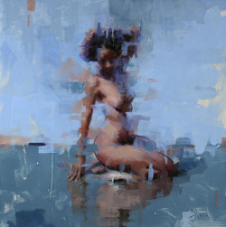 redlipstickresurrected:  Jacob Dhein (American, b. 1978, Wisconsin, USA) - Nude in Blue VI  Paintings: Oil on Panel