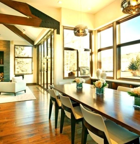 Contemporary Dining Room - Dining RoomInspiration For A Large Contemporary Medium Tone Wood Floor Kitchen/dining