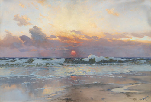 catonhottinroof:Hans Bohrdt (1857-1945) Coast at sunset