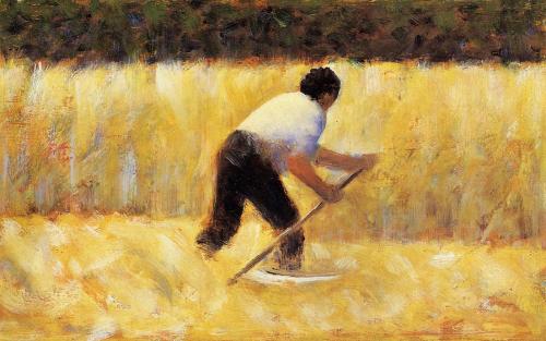 Artist-Seurat:  The Mower, 1882, Georges Seuratmedium: Oil,Wood