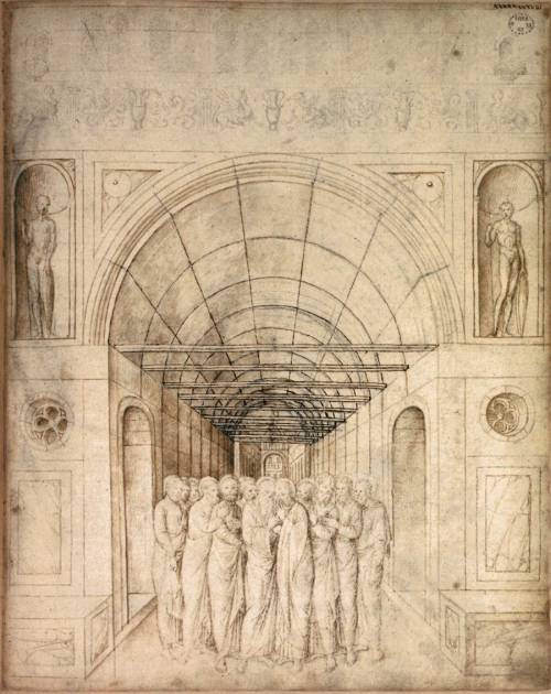 The Twelve Apostels in a Barrel Vaulted Passage (1440), Jacopo Bellini
