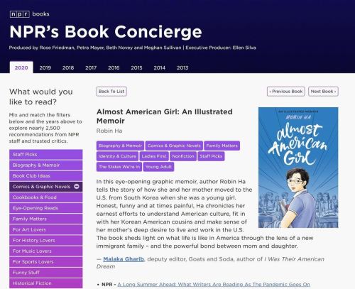 Almost American Girl has been selected as one of NPR book concierge’s best book of 2020! My heart is