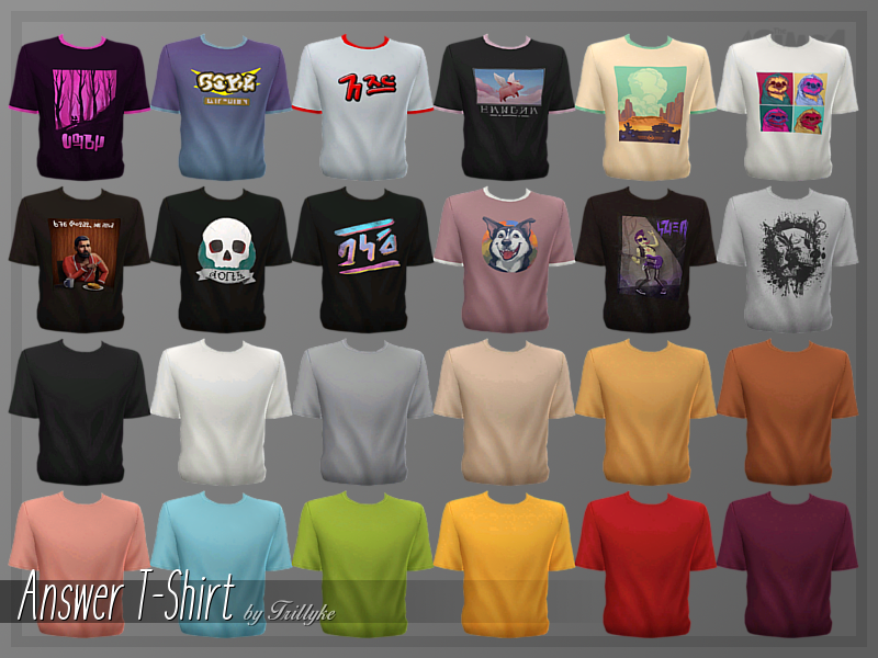 Trillyke Answer T Shirt Male Version Of My Sims 4 Maxis Match Cc