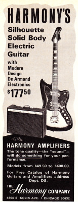 Harmony Silhouette guitar &amp; amplifiers ad. c.1966