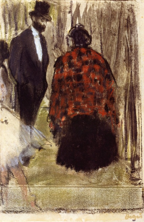 artist-degas: Ludovic Halevy Speaking with Madame Cardinal by Edgar DegasSize: 26.7x17.5 cmMedium: p