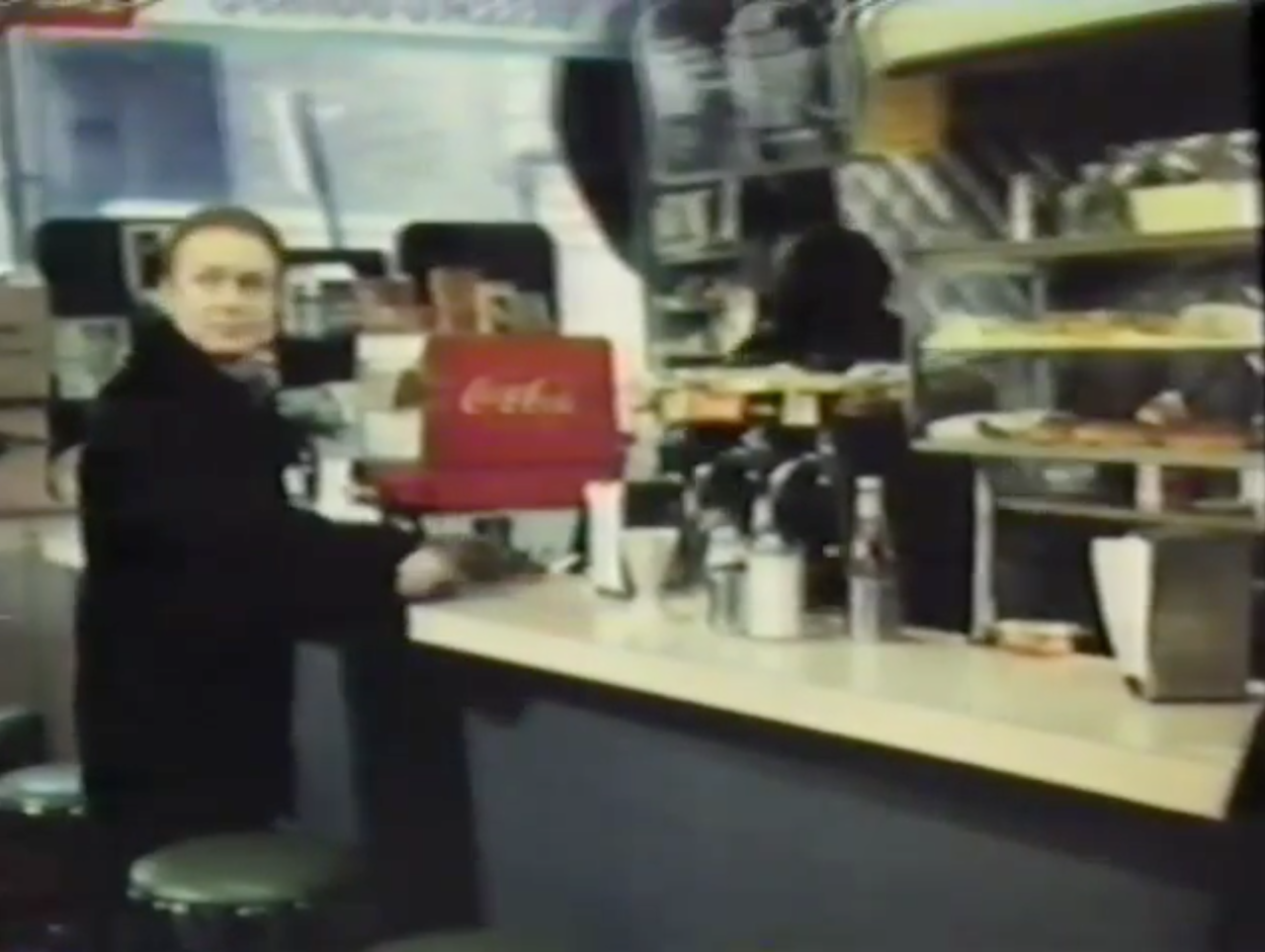 oldshowbiz:  Bella’s Luncheonette and Red Buttons, featured in the grimy 1971 Ernie