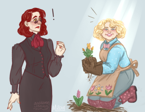 in the alternate universe where Crowley and Aziraphale spend the majority of their time as woman-sha