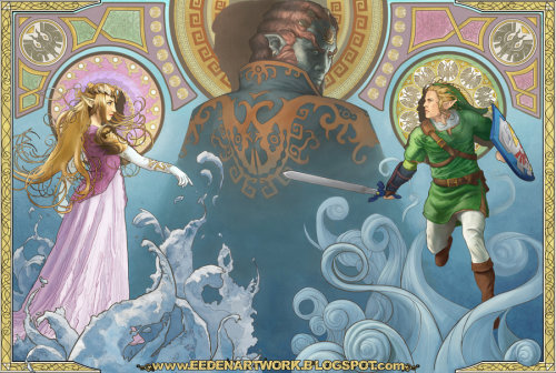 gamingpixels: The Legend of Zelda Fan Arts: Link, Zelda and Ganon “They are the Triforce!&rdq