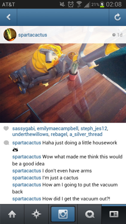 thirstiest:  thirstiest:  my friend got a cactus and made an instagram for it   spartacactus 2: return of spartacactus 