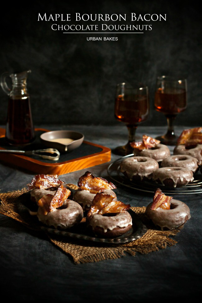 guardians-of-the-food:  Maple Bourbon Bacon Chocolate Donuts  Yum&hellip;.food