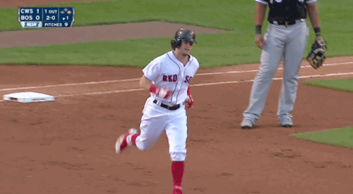gfbaseball:Andrew Benintendi hits a 2-run home run - August 5, 2017