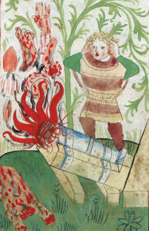 cannon accidentilluminated treatise on warfare, Upper Rhine ca. 1420-1440Zürich, Zentralbibliothek, 