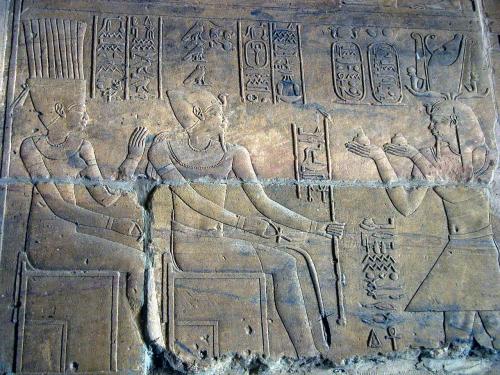 Relief of King Arqamani of Meroe presenting an offering to the gods at the Temple of Dakka in Nubia