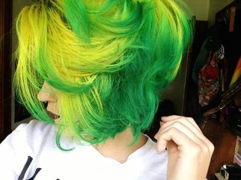 Porn color-head:Green and yellow hair! photos