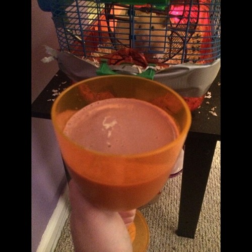 Homemade banana chocolate and almond smoothie with my favorite little man & @xtinadanielle 👌