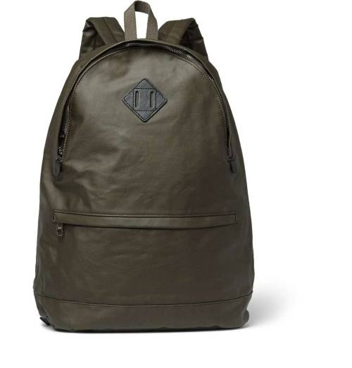 Leather-Trimmed Coated Cotton Backpack GreenSee what&rsquo;s on sale from MR PORTER on Wantering