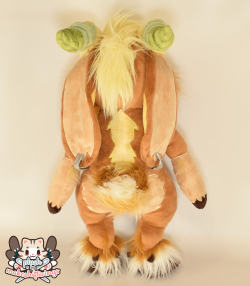 here&rsquo;s meelo the goat! he is made from minky with faux fur details. he has plastic armature in
