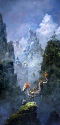 fantasy-art-engine:  Dragon in the Canyon