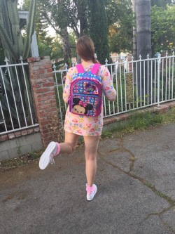 Look at my new backpack and sneakers! I’m