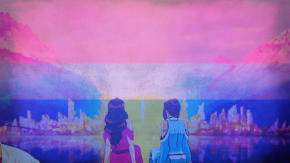 clearlynotahipster:    Korrasami + Colors | The Bisexual Flag  So I saw this parallel, and just wanted to make my statement. I think that Mike and Bryan hinted at Korrasami, and this scene confirms it through the color representation with the bisexual