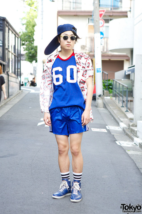 Harajuku guy in long-bill cap, vintage &amp; resale fashion, and Gucci sneakers.