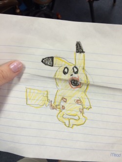 twinkfister:  romp2:  algae-orlando-bloom:  the fifth graders drew me weird shit at work  i love it   why does pikachu have nipples let alone four of them