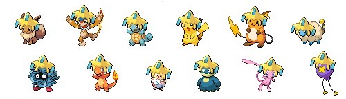 pkmn-obsessed:Pokémon with Jirachi hats