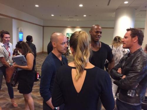 kendallaveryjackson: Another photo of James McAvoy, Michael Fassbender, Melissa Benoist and Mechad B