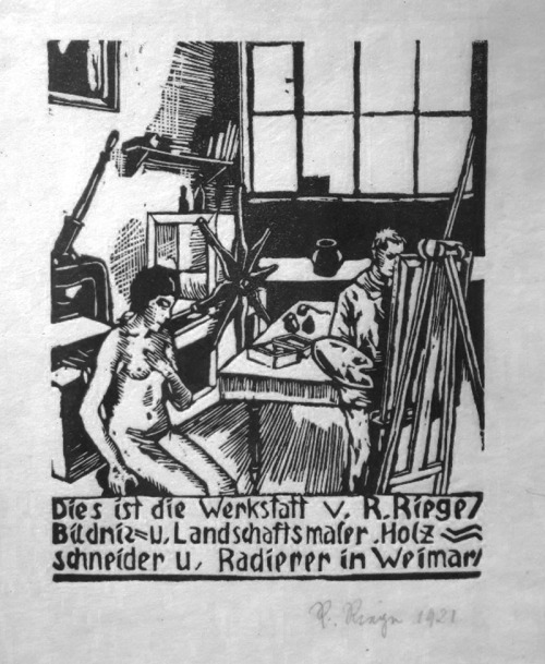 Rudolf Riege, Blick in das Weimarer Atelier im Jahr 1921